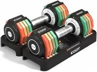 Adjustable Dumbbell Set, EOAT 2.5 to 12.5 lbs Free Weights Dumbbells Pair with Tray for New Beginner, Exercise & Fitness Dumbbells with Anti-Slip Handle & Rainbow-colored Weight Plates