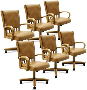 Chromcraft Ashen Vale Swivel Dining Chairs with Casters, Set of 6 – Luxury Upholstered Kitchen & Dining Room Chairs with Arms, Ergonomic Tilt & Swivel Comfort - CM1777
