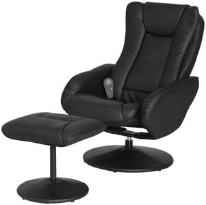 Artiss Recliner Chair, PU Leather Electric Massage Chairs Lounge Sofa Heated Armchair, Home Furniture Health Personal Care, Adjustable Backrest Footrest Rocking Seat Office with Sponge Padding Black