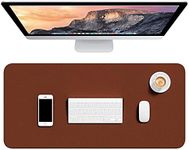 Hsurbtra Desk Pad, 30" x 14" Dual Side PU Leather Large Mouse Pad, Desk Protector, Desk Mat for Desktop, Desk Accessories for Women Office, Desk Supplies for Keyboard and Mouse, Brown and Grey