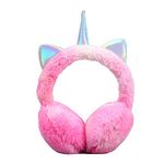 Earmuffs for Girls Unicorn Ear Muff Winter Faux Fur Ear Warmers Ear Cover with Cute Sequins Ears for Women Kids (Multicolor-Pink)