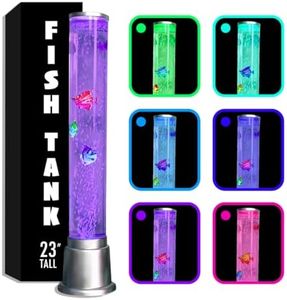 Shop LC Electric Fake Fish Tank Aquarium Lamp with 6 LED Glowing Colors Changing Lights and Sensory Bubble Tube Lamp - Artificial Fish Tank with Moving Fish - Night Light Sensory Lamp Gifts -1.9 FT