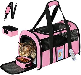 SECLATO Extra Large Pet Carrier 20 lbs+, Soft Sided Cat Carriers for Large Cats Under 25 lbs, Folding Big Dog Carrier 20"x13"x13", Cat Carrier for 2 Cats Travel Carrier -Large- Pink