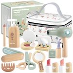 GAGAKU 16-Piece Wooden Make Up Set for Kids, Pretend Play Beauty Kit for Girls with Realistic Accessories | Ideal Toddler Make Up Set Age 3+ & Creative Gift