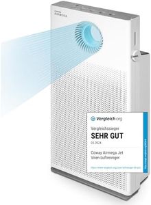 COWAY Luftreiniger Allergiker – mit MegaJet-Luftstrom vorn/oben, entfernt 99,999 % der Partikel bis 0,01 µm, ECARF-geprüft, für Pollen, Staub & Tierhaare, CADR 402 m³/h – AIRMEGA JET