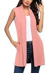 Beyove Womens Long Vests Sleeveless Draped Lightweight Open Front Cardigan Layering Vest with Side Pockets