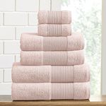 Modern Threads - Air Cloud 6-Piece 100% Zero-Twist Cotton Towel Set - Bath Towels, Hand Towels, & Washcloths - Super Absorbent & Quick Dry - 500 GSM - Soft & Plush, Blush