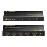 4K HDMI Splitter 1 in 4 Out, HDMI Splitter 1 Input 4 Output Support 4K 60Hz Full HD 1080P and 3D, Compatible with Xbox PS3/4 Roku Blu-Ray Player