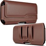 DeBin Holster for iPhone 16 16 Pro 15 15 Pro 14 14 Pro 13 Pro 13 12 11 XR, Galaxy S24 S23 S22 S21 S20 S10 Google 7 Cell Phone Belt Holder Case with Clip Pouch (Fits with Otterbox Case) Brown