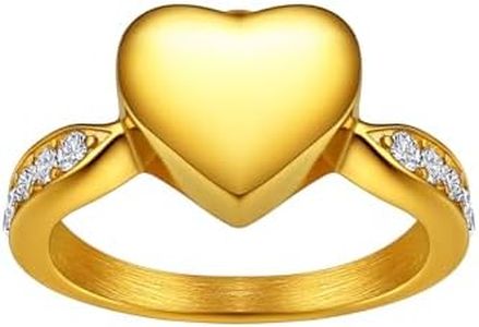 Richsteel Heart Urn Finger Ring for Pet Lovers Cremation Jewelry