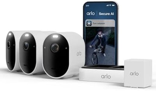 Arlo Pro 6 Überwachungskamera Aussen WLAN, Kabellos, 2K+HDR, Farb-Nachtsicht, Zwei-Wege Audio, Bewegungserkennung, mit Arlo Secure Testzeitraum, 3er Set mit extra Batterie und Doppelladestation