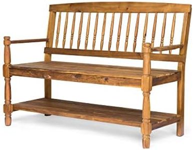 Christopher Knight Home 305334 Cody Outdoor Acacia Wood Bench with Shelf, Teak Finish