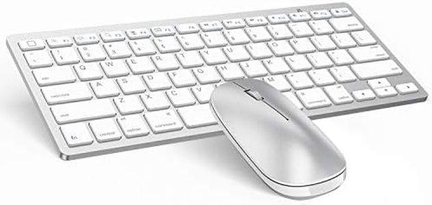 OMOTON Bluetooth Keyboard and Mouse, Slim Wireless Keyboard and Mouse Compatible with Bluetooth Enabled Devices, Silver White