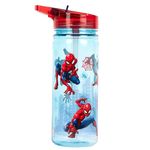 Marvel Spiderman Plastic Bottle with Straw BPA Free 580 ml School Water Bottle for Boys 100% Leakproof Durable Superhero Bottle