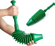 Heavy Duty Toilet Plunger, Big Powerful Toilet Unblocker for Clearing Blockage in Drains, Flexible Plumbing Suction Tool for Unblocking Toilets of All Types, Kitchens, Sinks, Baths, Green