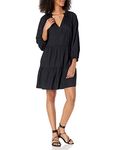 The Drop Women's @caralynmirand Ruffle-Neck Tiered Mini Dress, Black, L