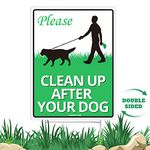 ANLEY Clean Up After Your Dog Yard Sign 12" x 9" with Metal H Stake Stand - Quick & Easy Install - Weather Fade Resistant for Outdoor Use - No Pooping Peeing Dogs Lawn Signs