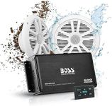 BOSS Audio Systems ASK902B.6 Marine 500 Watt 4 Channel Amplifier / 6.5 Inch Speaker Bluetooth System, Bluetooth Remote, USB Auxiliary Interface Mount, Waterproof Pouch