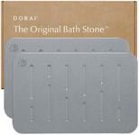 Dorai Home Stone Bath Mat Set - Premium Diatomaceous Earth Bath Floor Mats with Non-Slip Base, Fast-Drying Modern Shower Mat for Bathroom | Rain Ash, 2 Pack - 23.6"x15.4"