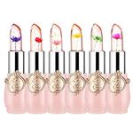 Pack of 6 Crystal Flower Jelly Lipstick FirstFly Long Lasting Nutritious Lip Balm Lips Moisturizer Magic Temperature Color Change Lip Gloss (B)