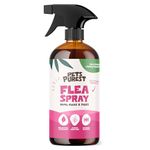Pets Purest Flea Treatment for Dogs & Cats, 100% Natural Flea Spray for Dogs, Cats & Home. Safe & Effective Parasite Prevention Spray for Pets & Home 500ml