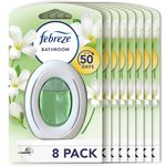 Febreze Bathroom Air Freshener, 8 Units, Odour Eliminator & Prevention, White Jasmine Scent