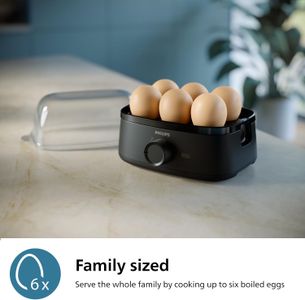 Philips Egg Cooker 3000 Series – Family Size, 6 Eggs, Poached Tray, Easy Clean