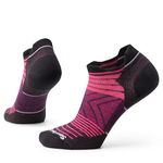 Smartwool Women's Run Zero Cushion Merino Wool Striped Low Ankle Socks, Power Pink, Medium, Power Pink, Medium