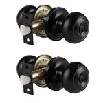 Probrico Black Door Handles with Lock and Key, Keyed Entry Door Knobs for Bedroom/Bathroom, Front Entry Door Lock Sets, 2 Pack