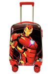 ADSON Kid's Trolley 360 Rotating Carry On Luggage 16 Inch Polycarbonate Hard 4 Spinner Limited Edition Iron Man Kids Rolling Suitcase With Travel Trolley Bag Case (Red Iron Man)