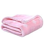 Adore Home Soft Fleece Baby Blanket Plush Flannel Newborn Moses Basket Pram Girl & Boy, Pink With Stars, 60x90cm