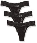 Maidenform Underwear Pack, All-Over Lace Thong Panties for Women, 3-Pack, Black - 3 Pack, Medium