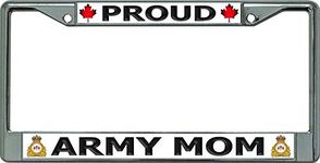 Proud Canadian Army Mom Chrome License Plate Frame