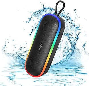 MEGUO Bluetooth Speakers, Wireless Portable Speaker 20W Stereo & Bass+ Sound,IPX7 Waterproof Bluetooth Speaker,Beat-Driven RGB LED Light,24H Playtime for Home Party,Pool,Beach, Camping (Matte Black)