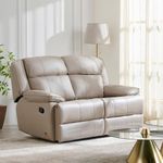 Home Centre 2 Seater Torino Half Leather Recliner| Half Leather Recliner| (Grey) |2 Year Warranty