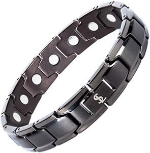 Smarter LifeStyle Elegant Titanium Magnetic Therapy Bracelet Pain Relief For Arthritis And Carpal Tunnel Gunmetal Gray