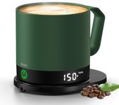 buuo Self Heating Coffee Mug, 14 Oz Temperature Control Smart Mug, double sided & Real-Time LED display, Fast Heating, mug warmer with 120 Min Battery Life, Birthday Gifts for Women and Men(Green)