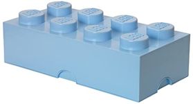 LEGO Storage Brick 8 Knobs LIGHT ROYAL BLUE - Stackable Plastic Storage Box with Lid for Kids and Adults, Ideal Desk Organizer and Toy Box - 12.1L