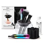 STYLPRO Rainbow Gift Set | Electric Makeup Brush Cleaner and Dryer with 8 Brush Collars | Brush Cleanser | Fast and Automatic Spinning Brush Cleaner with Heat- Resistant Bowl…