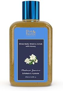 Blue Nectar Madurai Jasmine Face & Body Scrub with Body Wash for Skin Brightening, Deep Cleansing, Exfoliation, Anti-cellulite & Detan with Honey (10 herbs, 200ml)