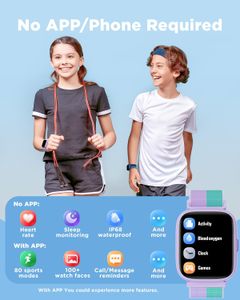 BIGGERFIVE Kids Smart Fitness Watch – 1.8" Waterproof, Heart Rate, Nylon