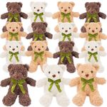 15 Pieces Plush Stuffed Bears, 10 Inch Cute Soft Stuffed Bear Toy with Bow Tie for Graduation Baby Shower Christmas Birthday Party Gift Favors (Golden, Brown, White)