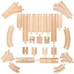 Bigjigs Rail Low Level Train Track Expansion Pack - 25 Piece Wooden Train Track for Train Sets, Quality Bigjigs Train Accessories, Compatible with most major Wooden Railway Brands