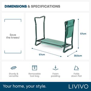 LIVIVO Folding Garden Kneeler Seat – Portable Outdoor Bench
