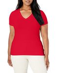 Nautica Women's Easy Comfort V-Neck Supersoft Stretch Cotton T-Shirt, Nautica Red, Large