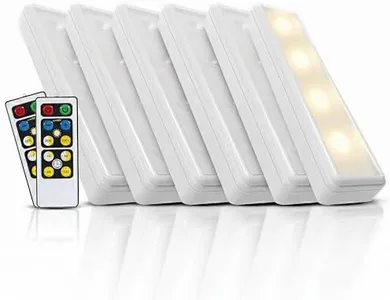 Brilliant Evolution Wireless LED Under Cabinet Light 6 Pack with 2 Remote Controls, Battery Powered Lights, Kitchen Under Cabinet Lighting, Touch Light, Stick On Lights, Push Light