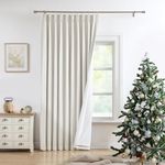 Pinch Pleated Blackout Curtain Panels with Full Blackout Liner Linen Texture Thermal Insulated Window Treatment Sets with Back Tab for Living Room Bedroom Drape with 12 Hooks, 60"x95"x1, Natural