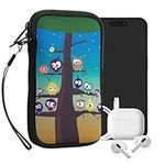 kwmobile Neoprene Sleeve for Smartphone Size L - 6.5" - Shock Absorbing Pouch Case - Protective Phone Bag - owls tree Multicolor/Blue/Brown