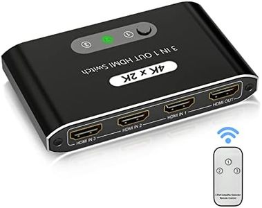 4K HDMI Splitter with Remote, ORIKLON 3 in 1 Out HDMI Switch Box, Aluminum 3 Port HDMI Switcher Selector, Support 4K@30Hz HD 3D 1080P for Cable Box Fire Stick Nintendo Switch Xbox PS3/4 DVD Blu-Ray