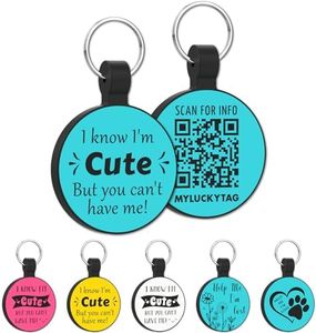 MYLUCKYTAG QR Code Silicone Pet ID Tag Dog Cat Tag, Online Pet Profile, Pet Location Alert Email, Digital Pet Tag, Quiet Dog Tag, Durable Pet ID, Dog Collar Tag, Engraved Pet Tag